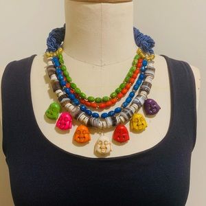 Colorful Boho Statement Necklace with Buddha